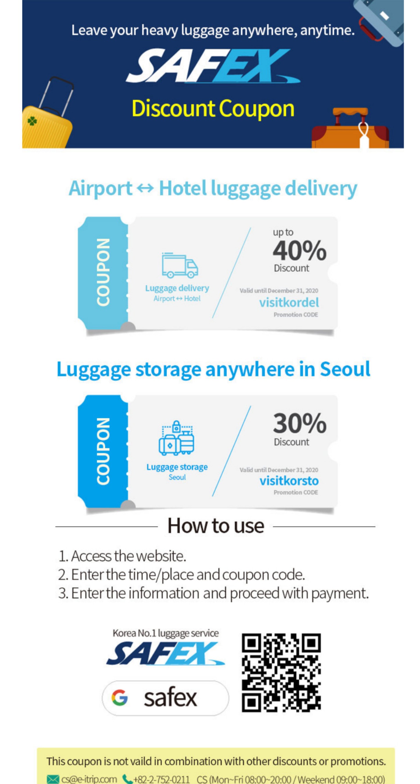 SAFEX(luggage delivery) coupon - 30%-40% OFF - Korea Coupon
